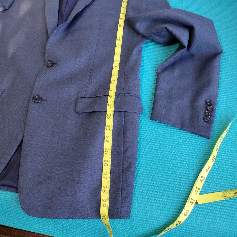 Dkny Men's 100% Wool Natural Stretch Suit Jacket Blue Size 40L
